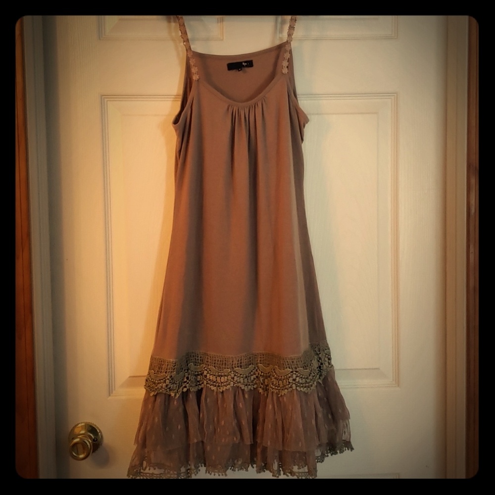 Light brown lace slip dress